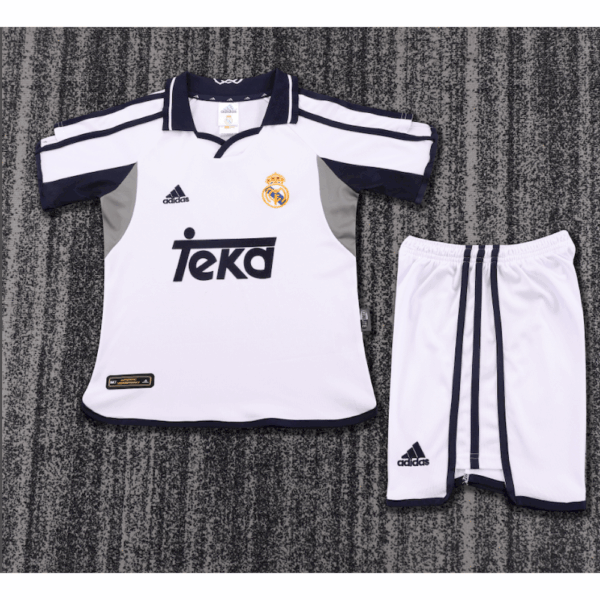 Real Madrid 2000/01 Home Kids Retro Jersey And Shorts